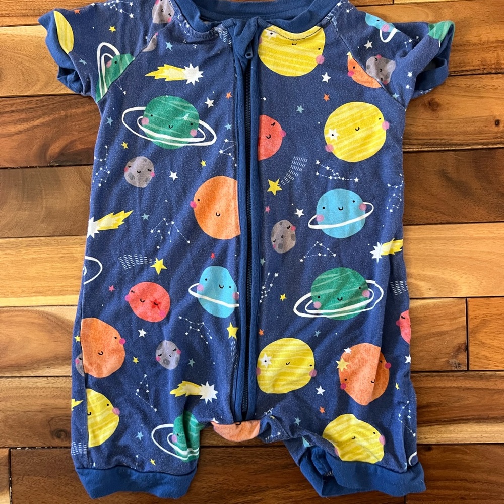 Little Sleepies Blue Space-Themed Baby Romper